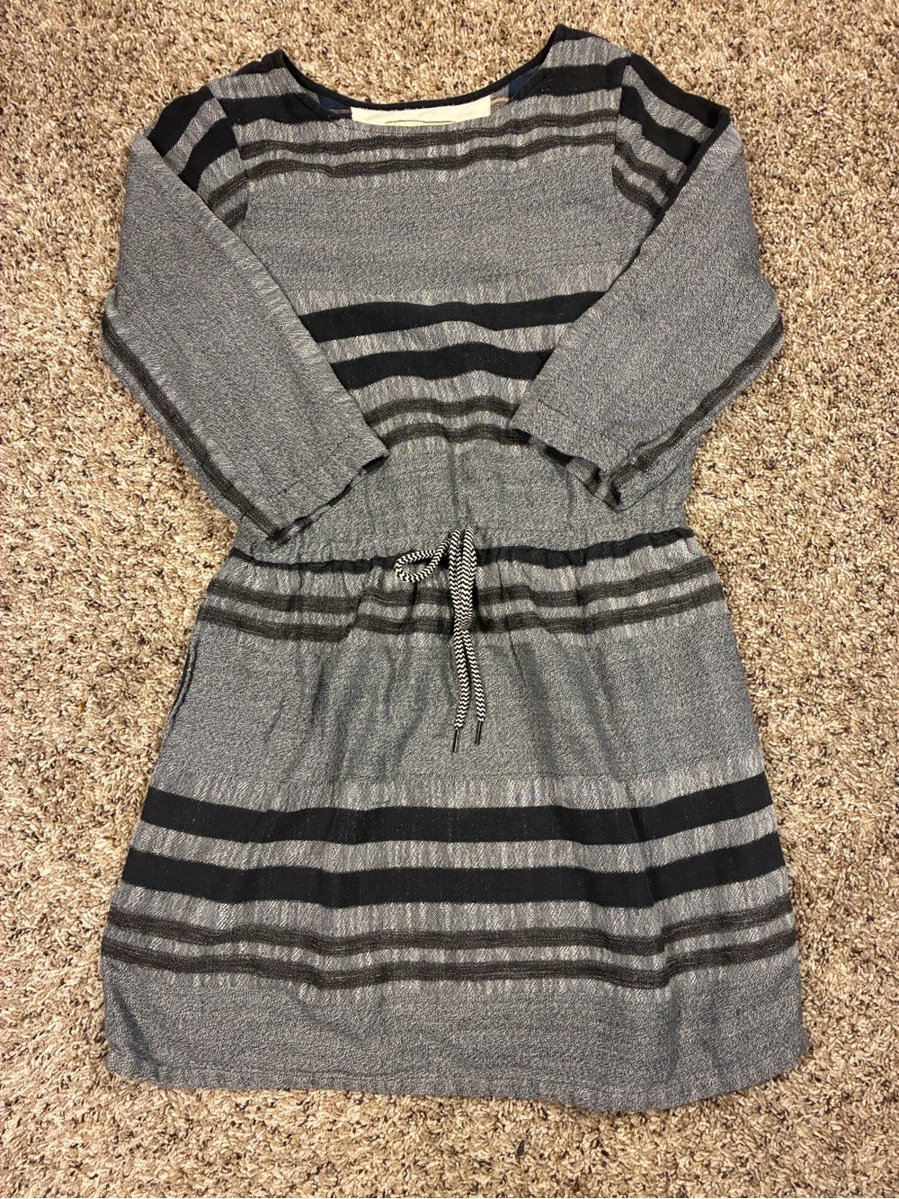 Ace & Jig Lake Dress Drawstring Waist Gray Stripe